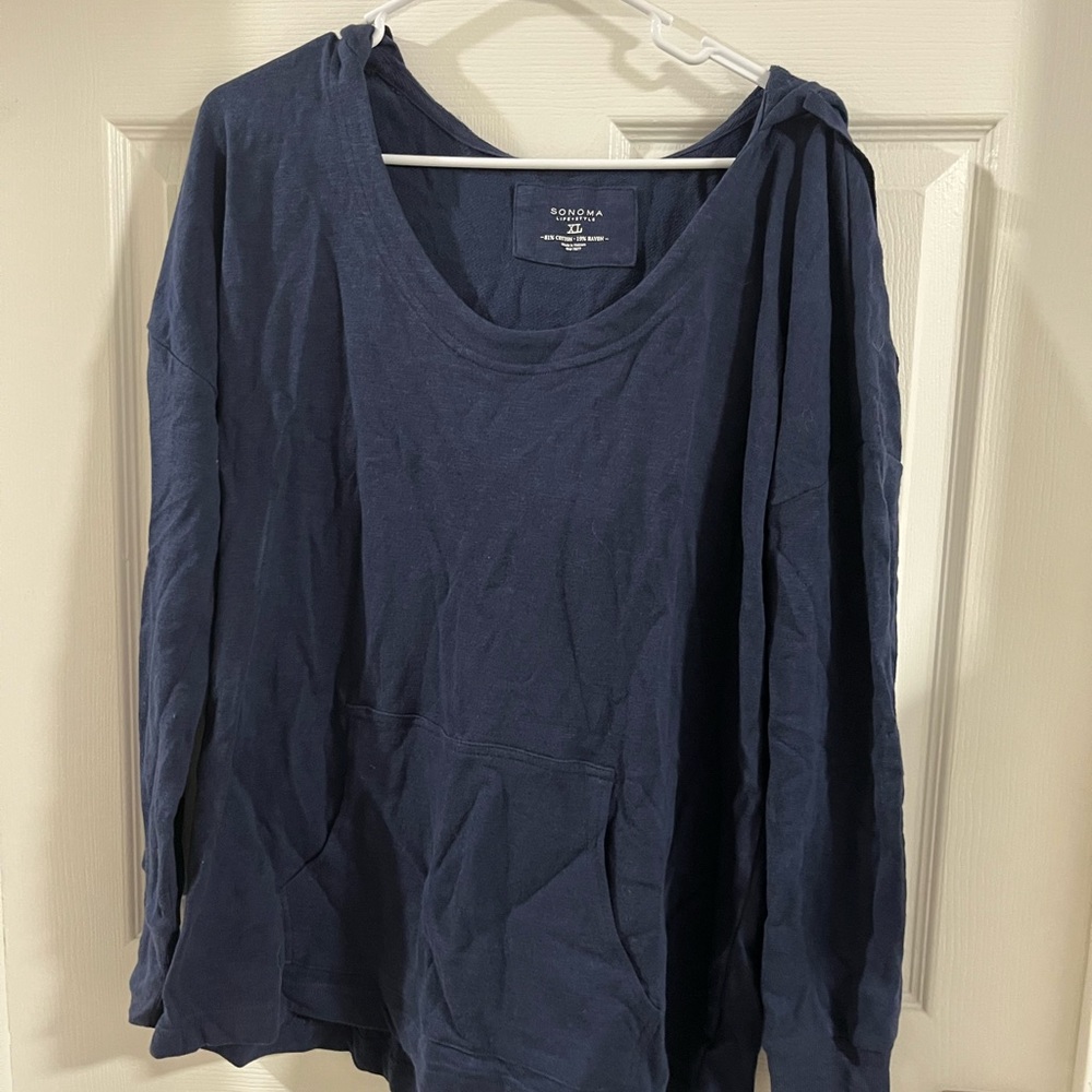 Sonoma Dark Blue Cotton Blend Hoodie